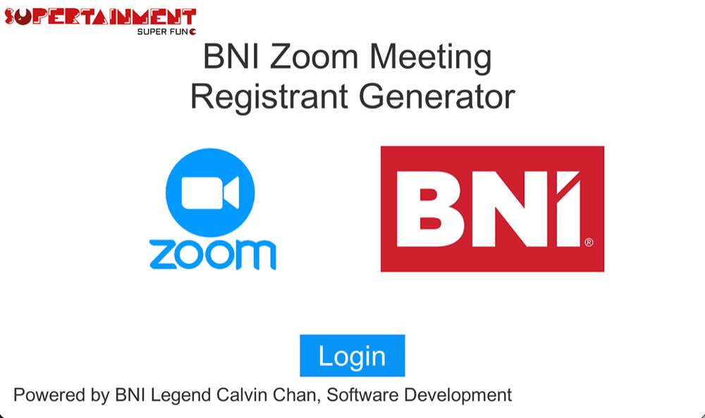 BNI Legend Zoom Meeting Registrant Generator