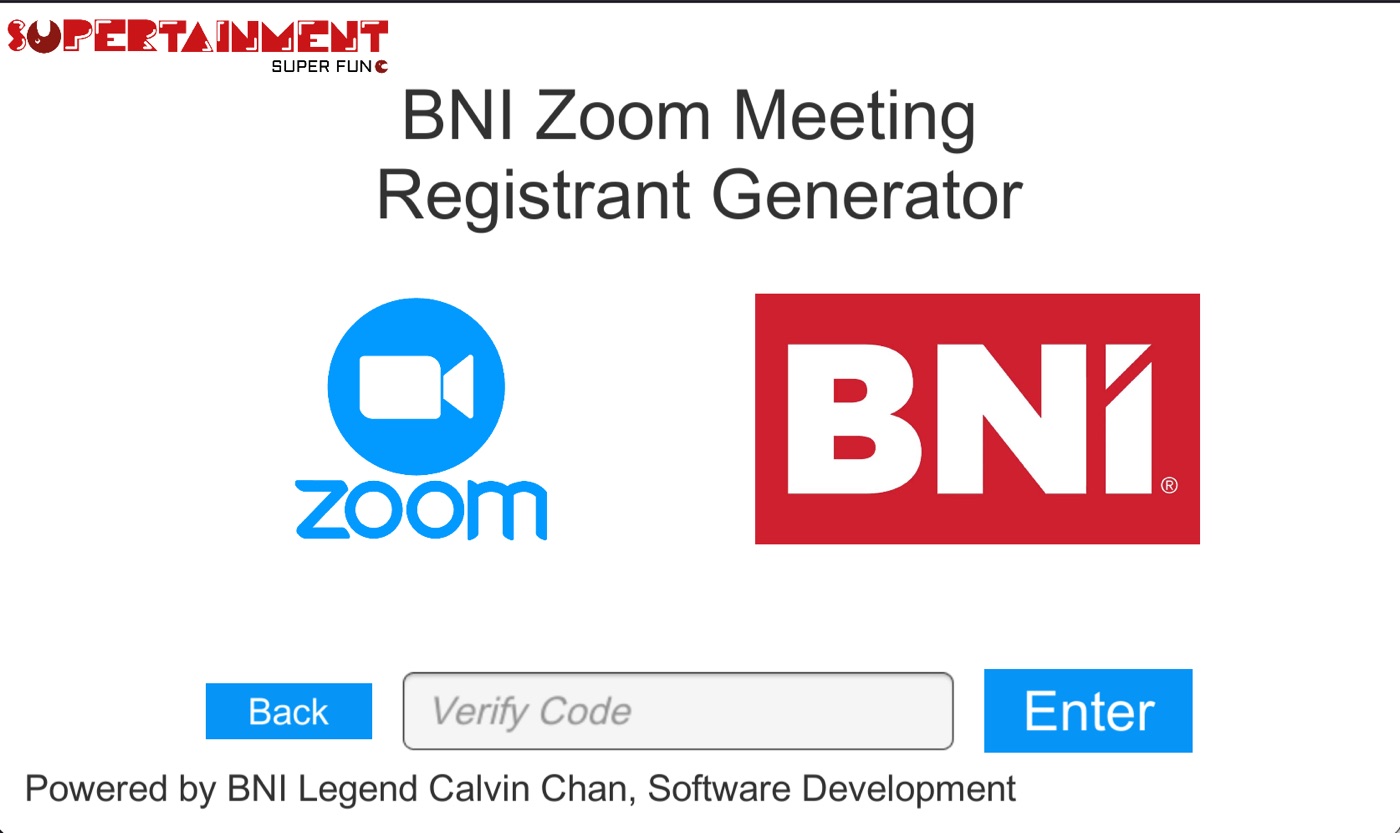 BNI Legend Zoom Meeting Registrant Generator