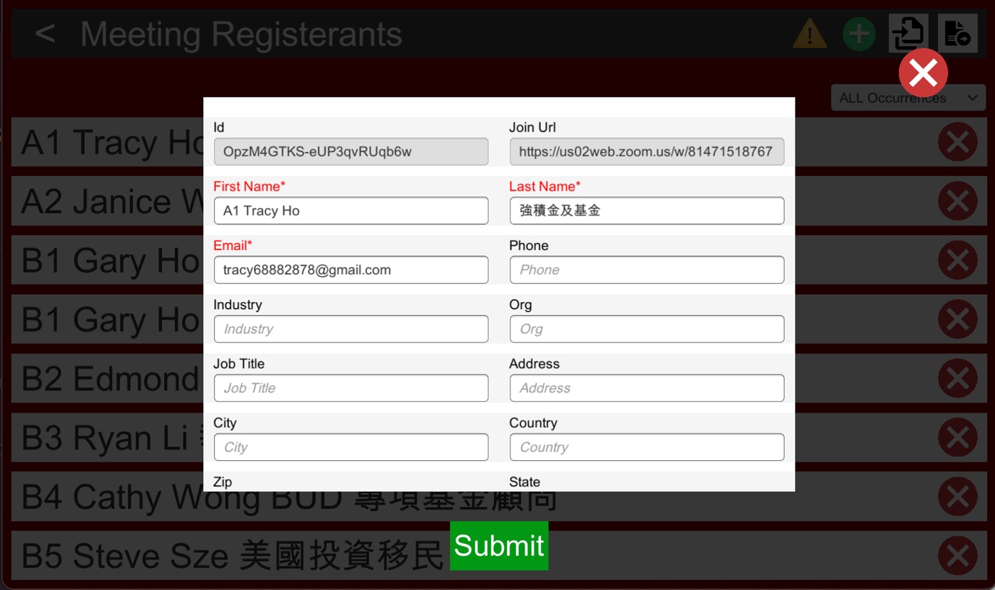 BNI Legend Zoom Meeting Registrant Generator